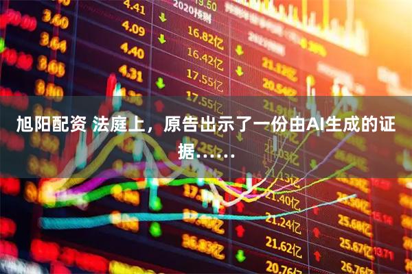 旭阳配资 法庭上，原告出示了一份由AI生成的证据……