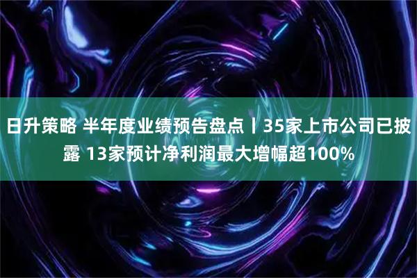 日升策略 半年度业绩预告盘点丨35家上市公司已披露 13家预计净利润最大增幅超100%